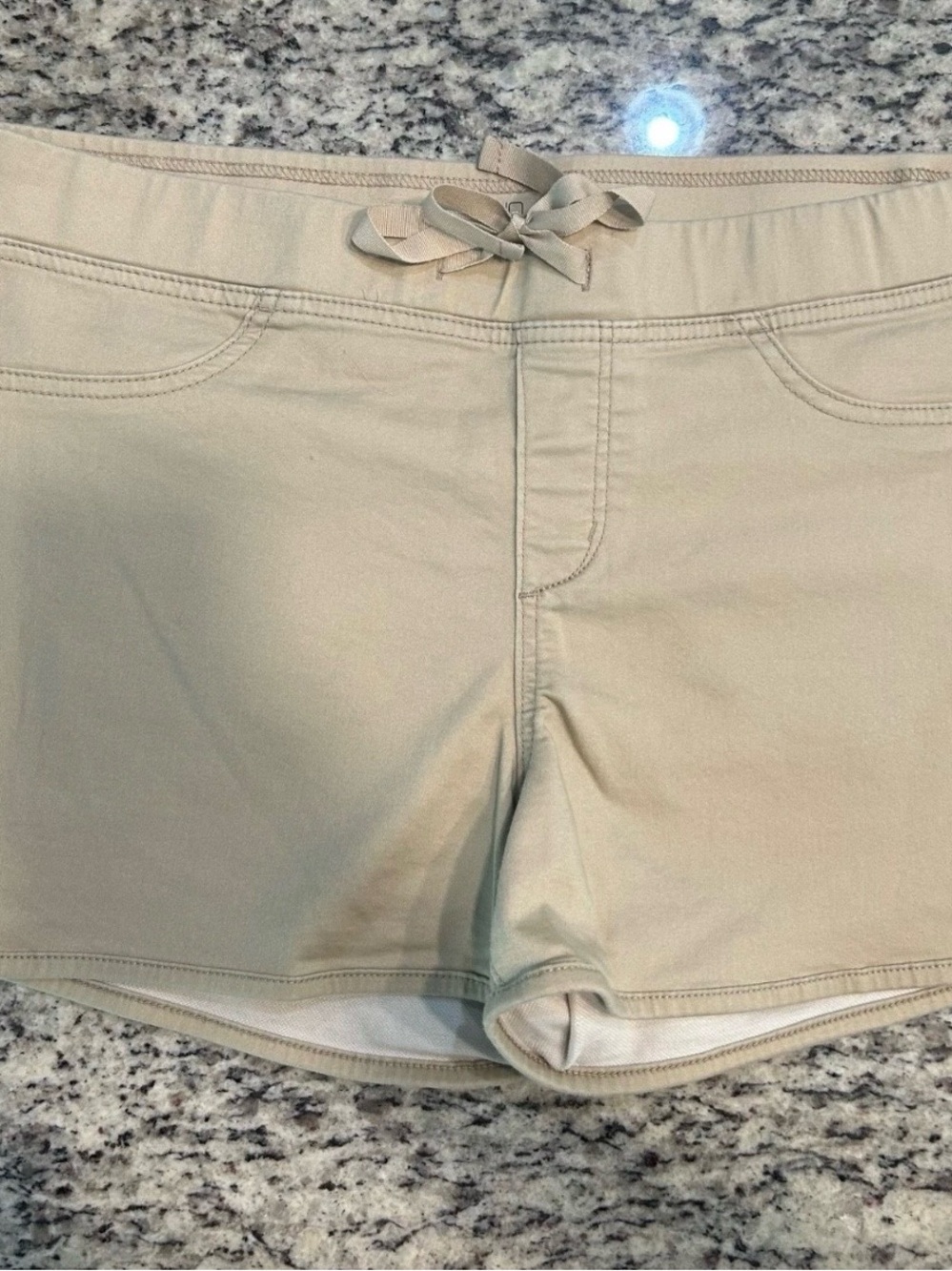No boundaries Juniors Sz XL Tan Taupe Pull On Lounge Dorm Shorts Collegiate